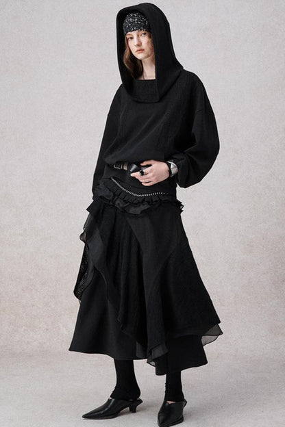 Weißer Wollspitzen asymmetrischer Rock 