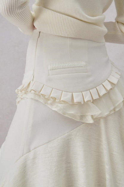 Weißer Wollspitzen asymmetrischer Rock 