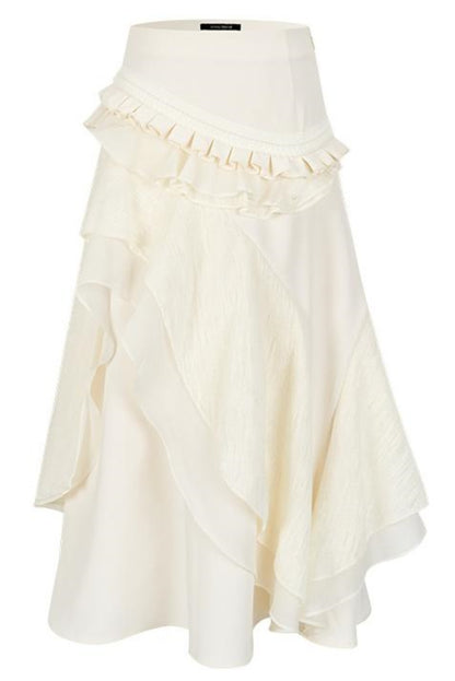 Weißer Wollspitzen asymmetrischer Rock 