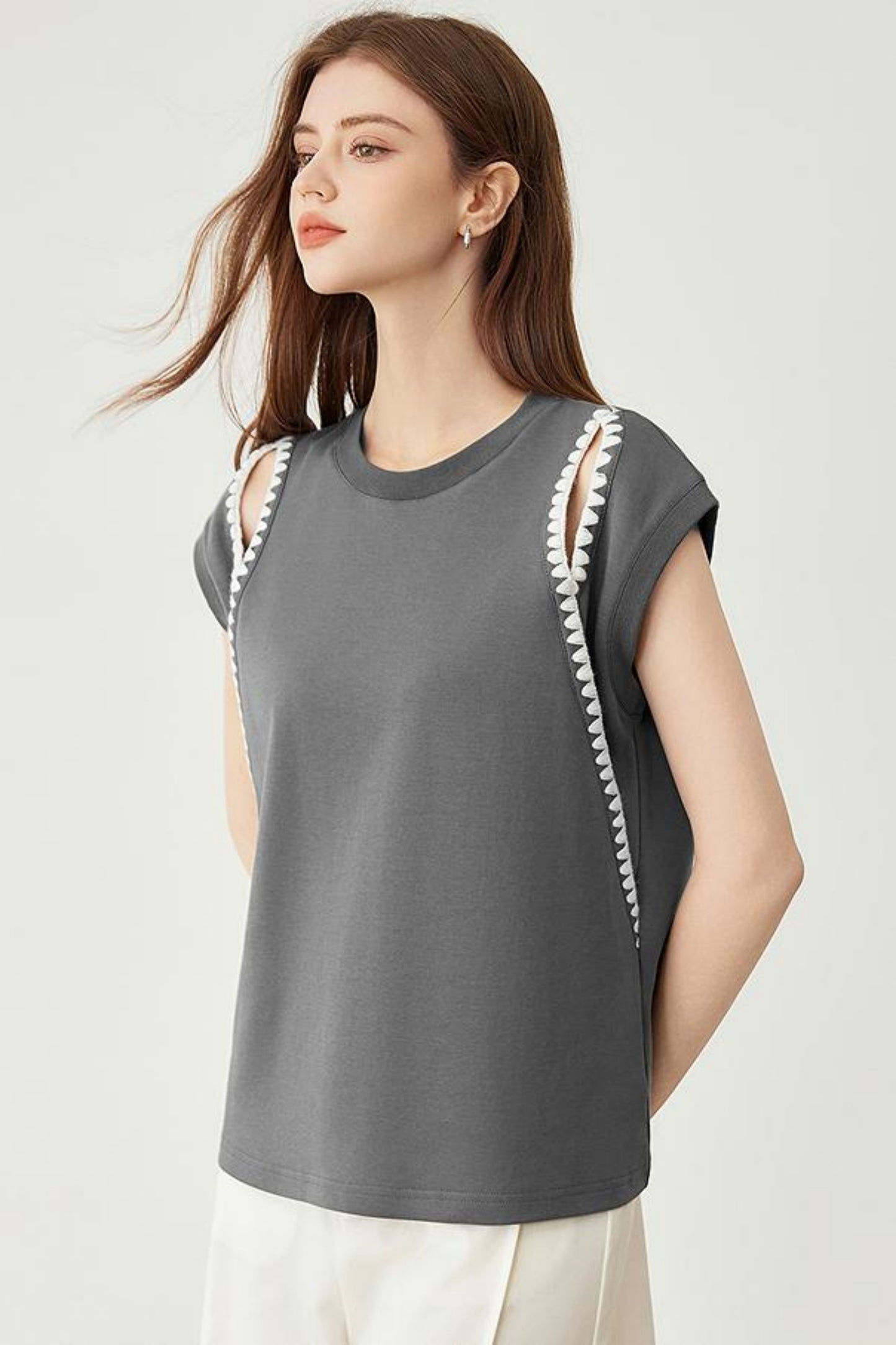 Elegant Covered Shoulder Short Sleeve Top