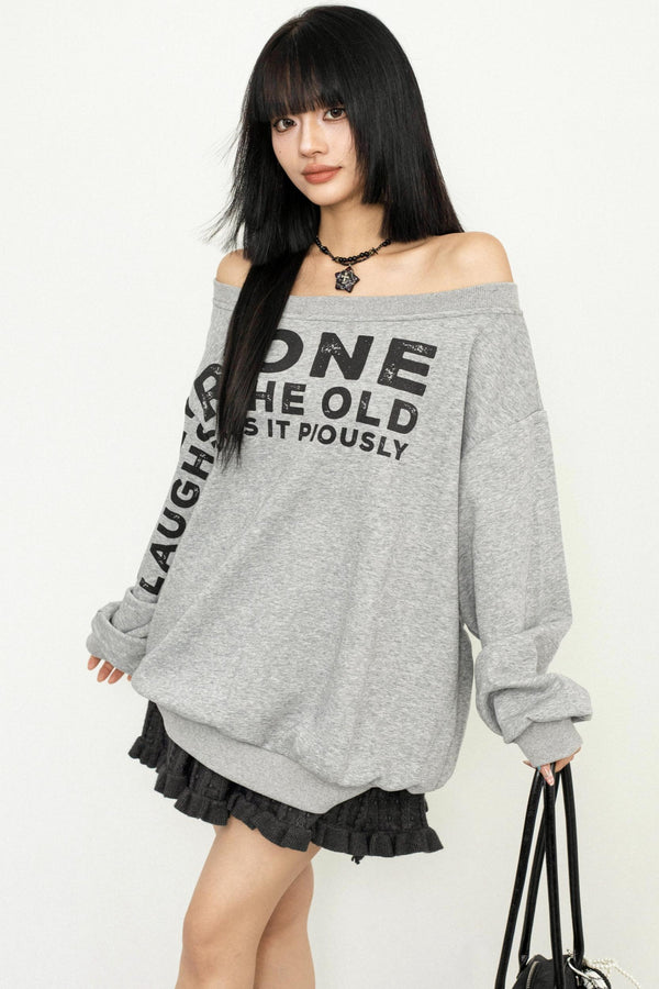 Slouchy Letter Print Top