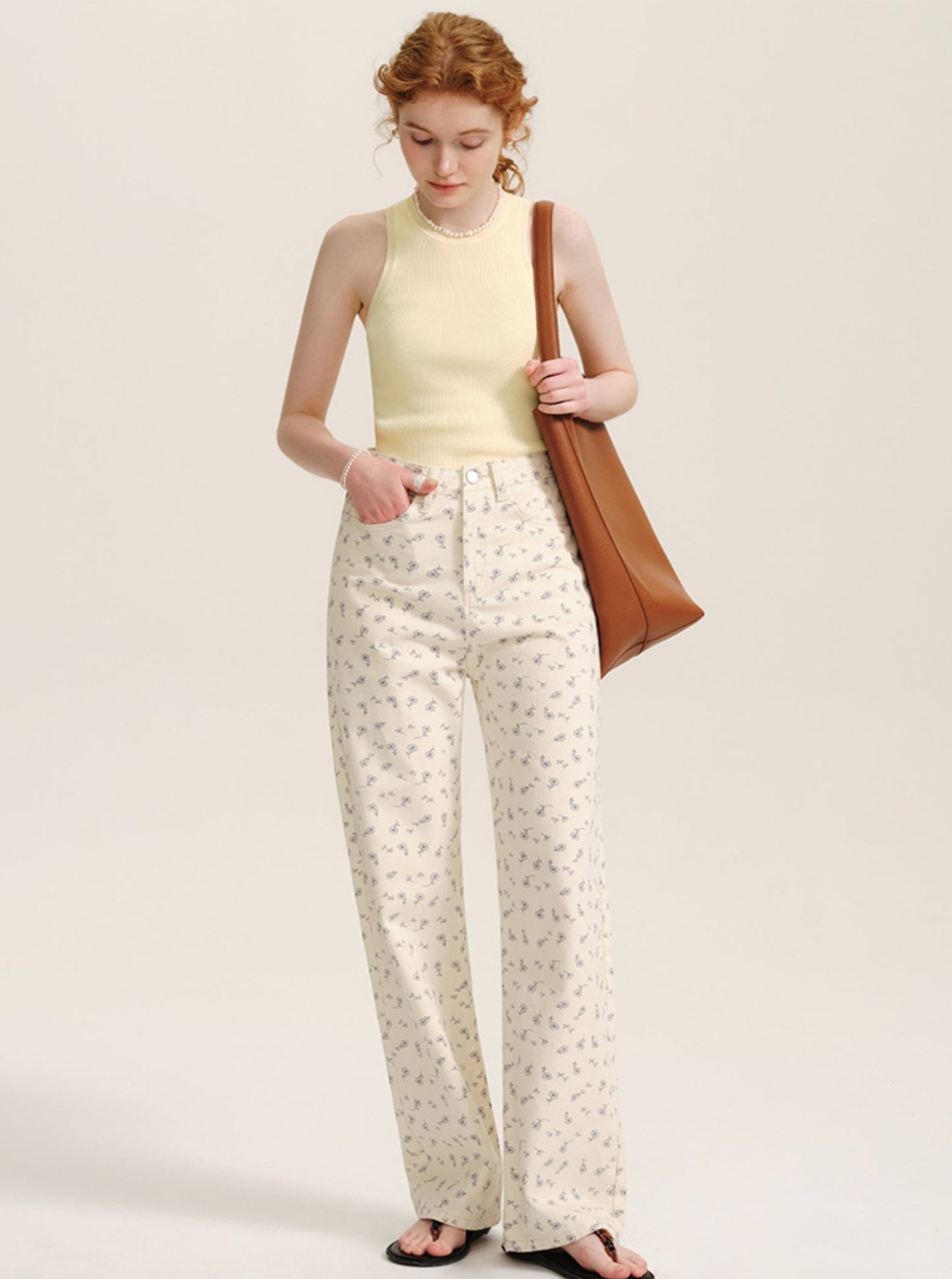 Versatile Floral Casual Pants