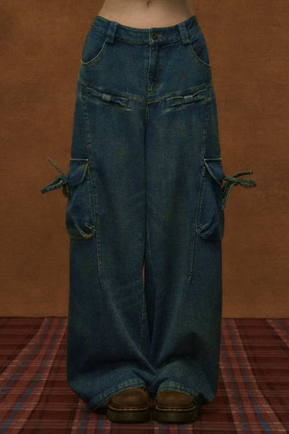 Irregular Bow Fleece Jeans