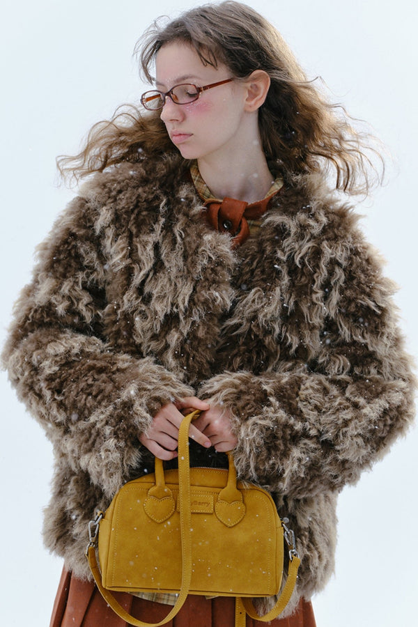 코코아 밤나무 크리스프 퍼 코트 