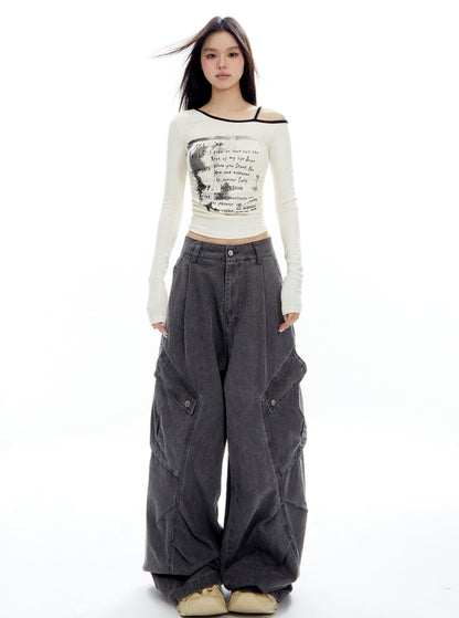 Skinny Versatile Cargo Wide-Leg Pants