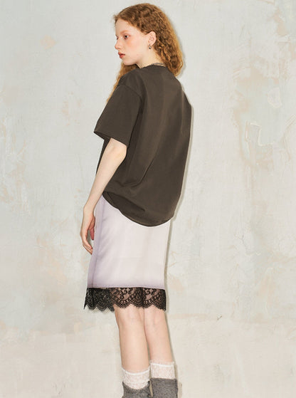 Lace Satin Skirt