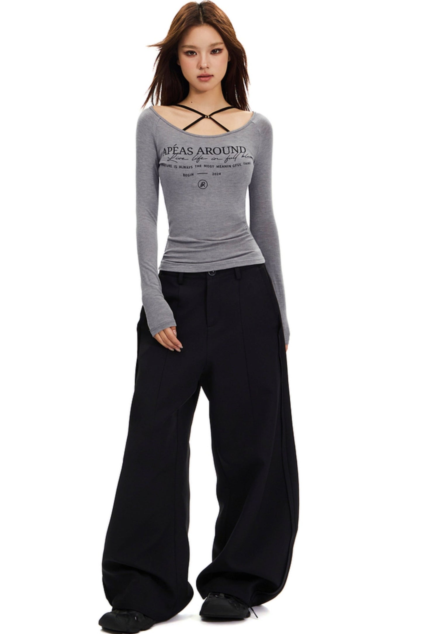 Curved Scimitar Wide-leg Trousers