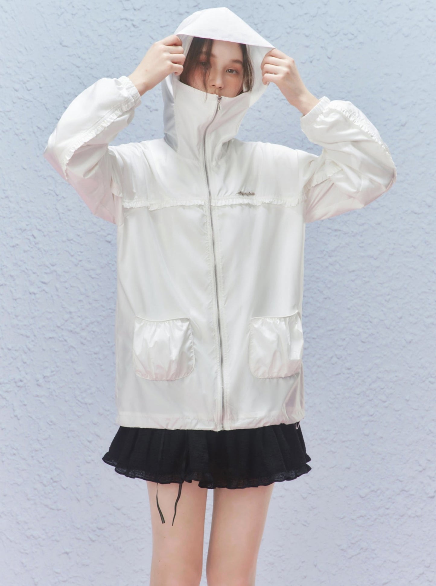 Hooded Ruffle-Trim Sun Jacket