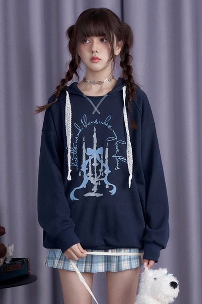 Ink Blue Bow Hooded Sweatshirt