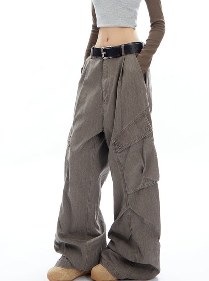 Skinny Versatile Cargo Wide-Leg Pants