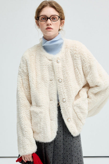 Mink Wool Spliced Short Coat