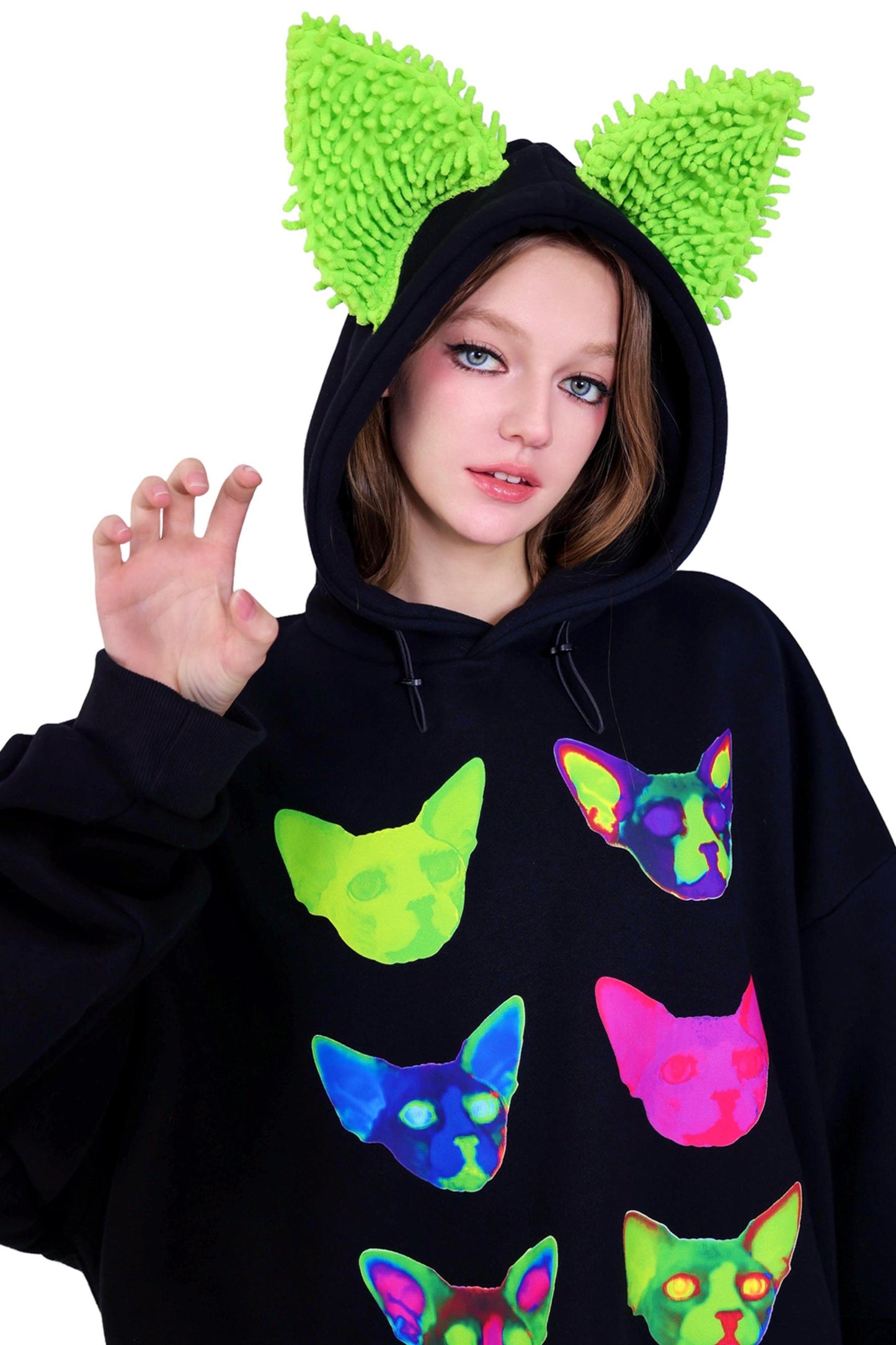 Cat Ear Y3K Hooded Sweatshirt