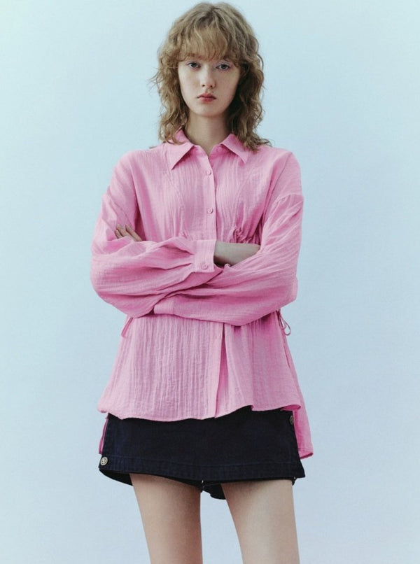 Adjustable Lace-up Slit Shirt