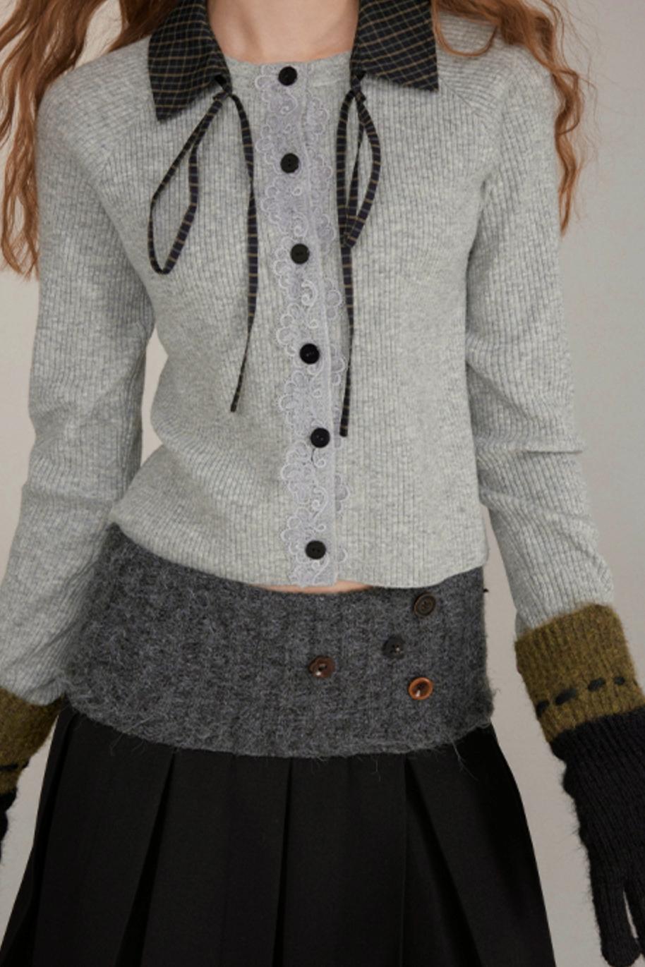 Cropped Wool Lace Cardigan