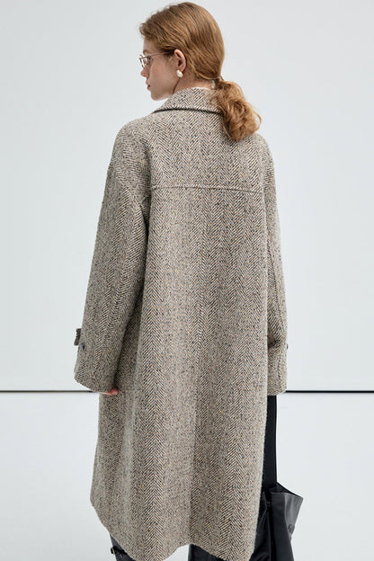 Wool Twill Knee-Length Coat