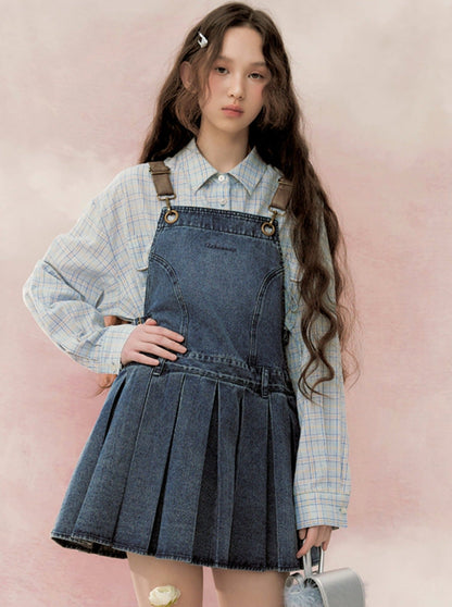 Denim -Gurtkleid