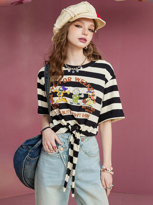 Pocket Stripe Loose T-Shirt