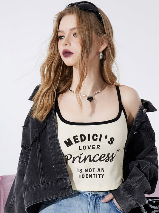 Fairy Pocket Letter Print Camisole Top