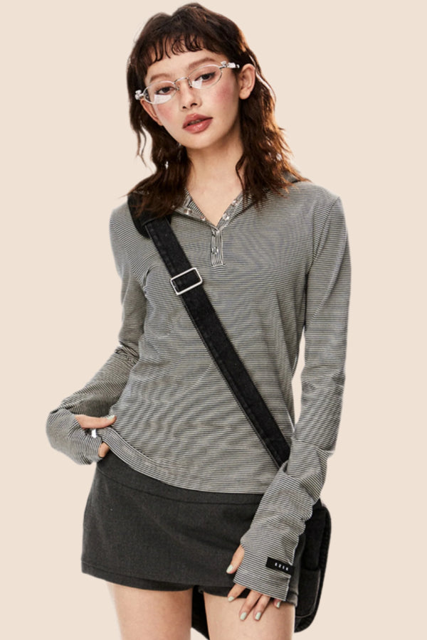 슬림 스트라이프 탑 