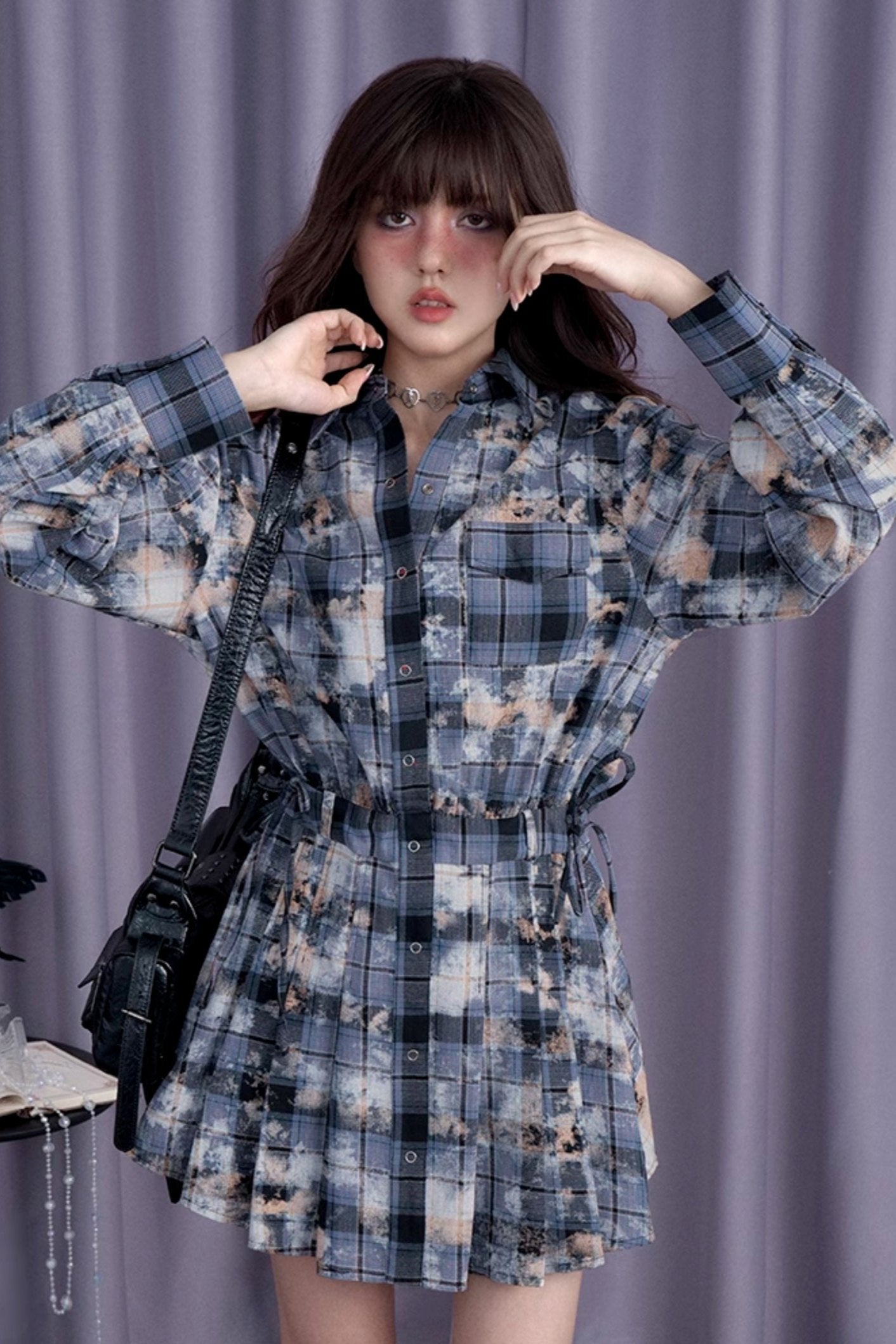 SagiDolls Girl Fighting Spirit Stacks King! Sweet cool babes street casual burnt print shirt dresses