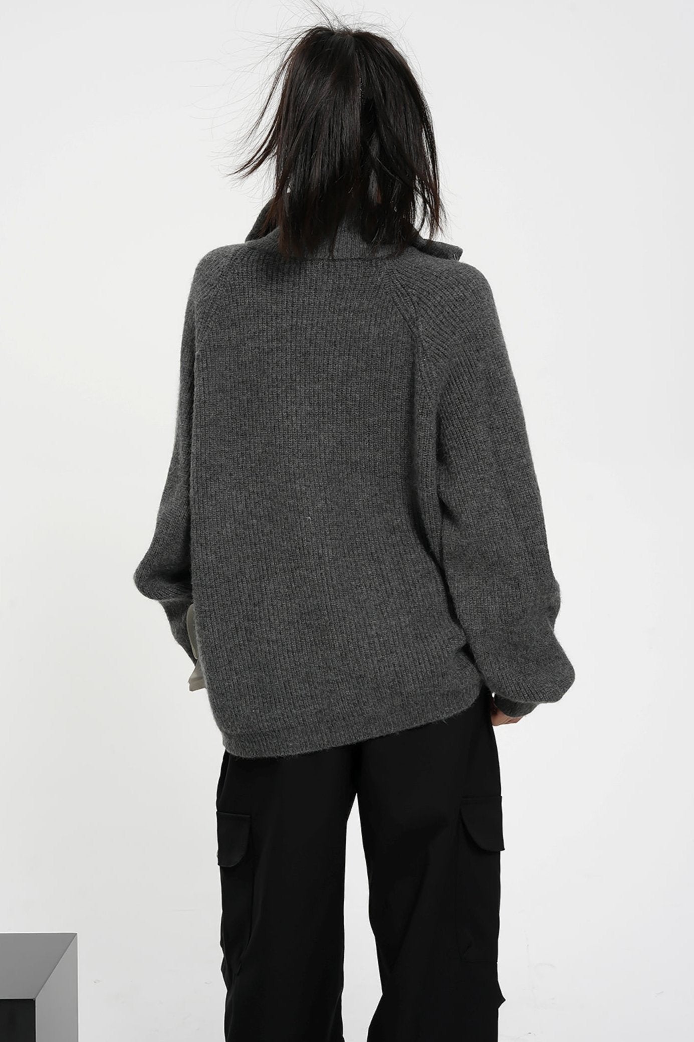 Loose Turtleneck Knit Cardigan Sweater Jacket