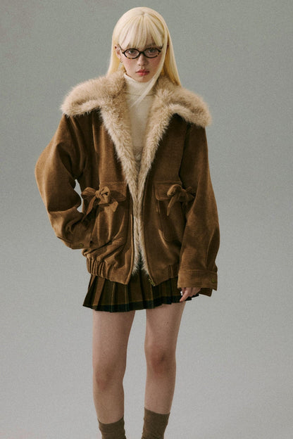 Chenille Fur Collar Jacket