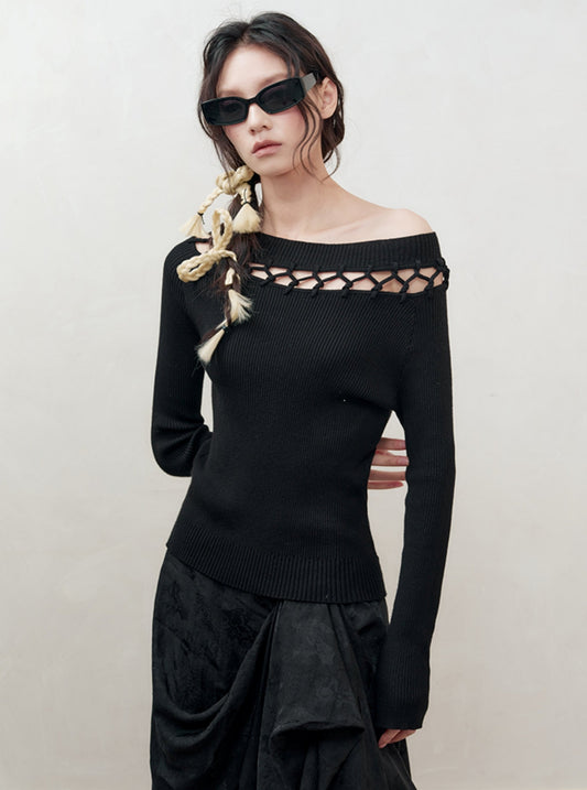 Cut-Out Straight Weave Top