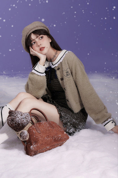 Retro College Style Checkered Slim Fit Dress Set-Up