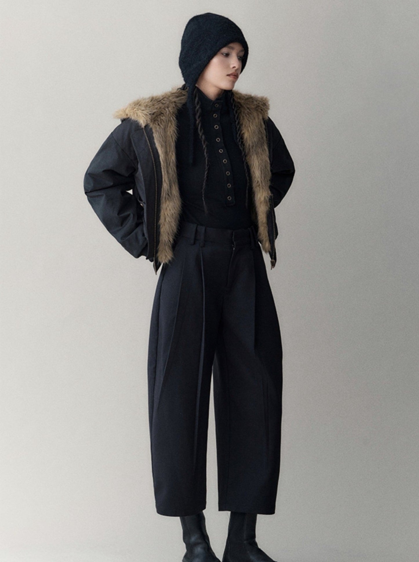 vintage plush fur workwear system coat