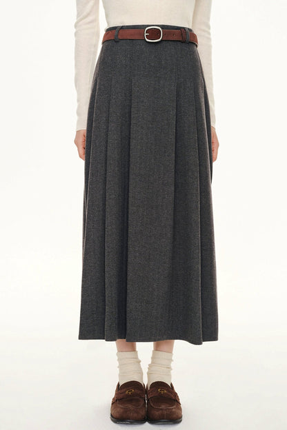 RETRO PREPPY WOOLEN A-LINE SKIRT