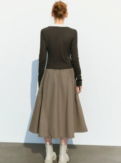 Elasticated Waist Loose Long Skirt
