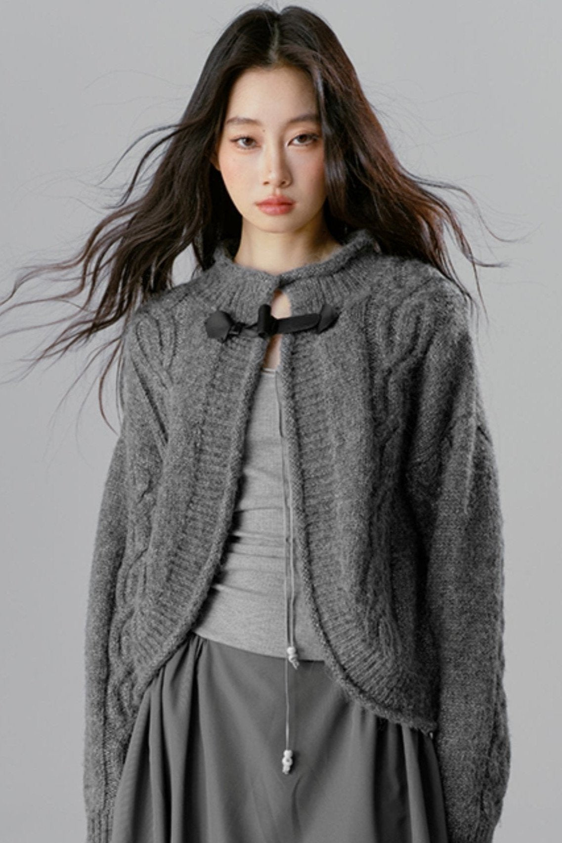 Cable Knit Wool Cardigan Jacket