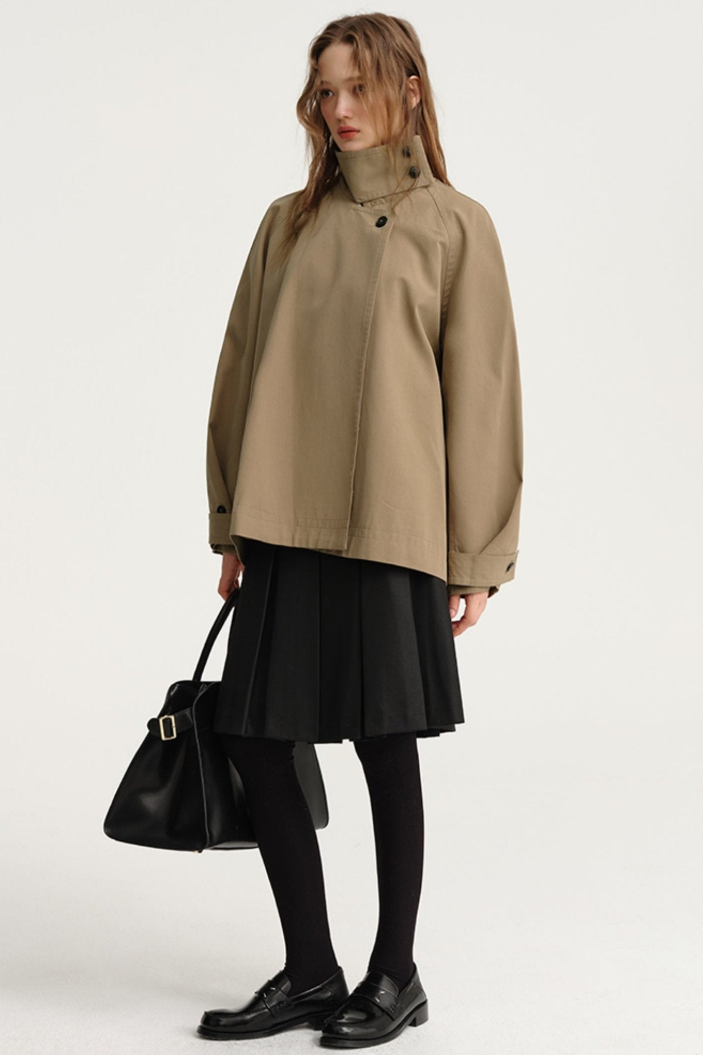 Short Stand-Up Collar Trench Coat