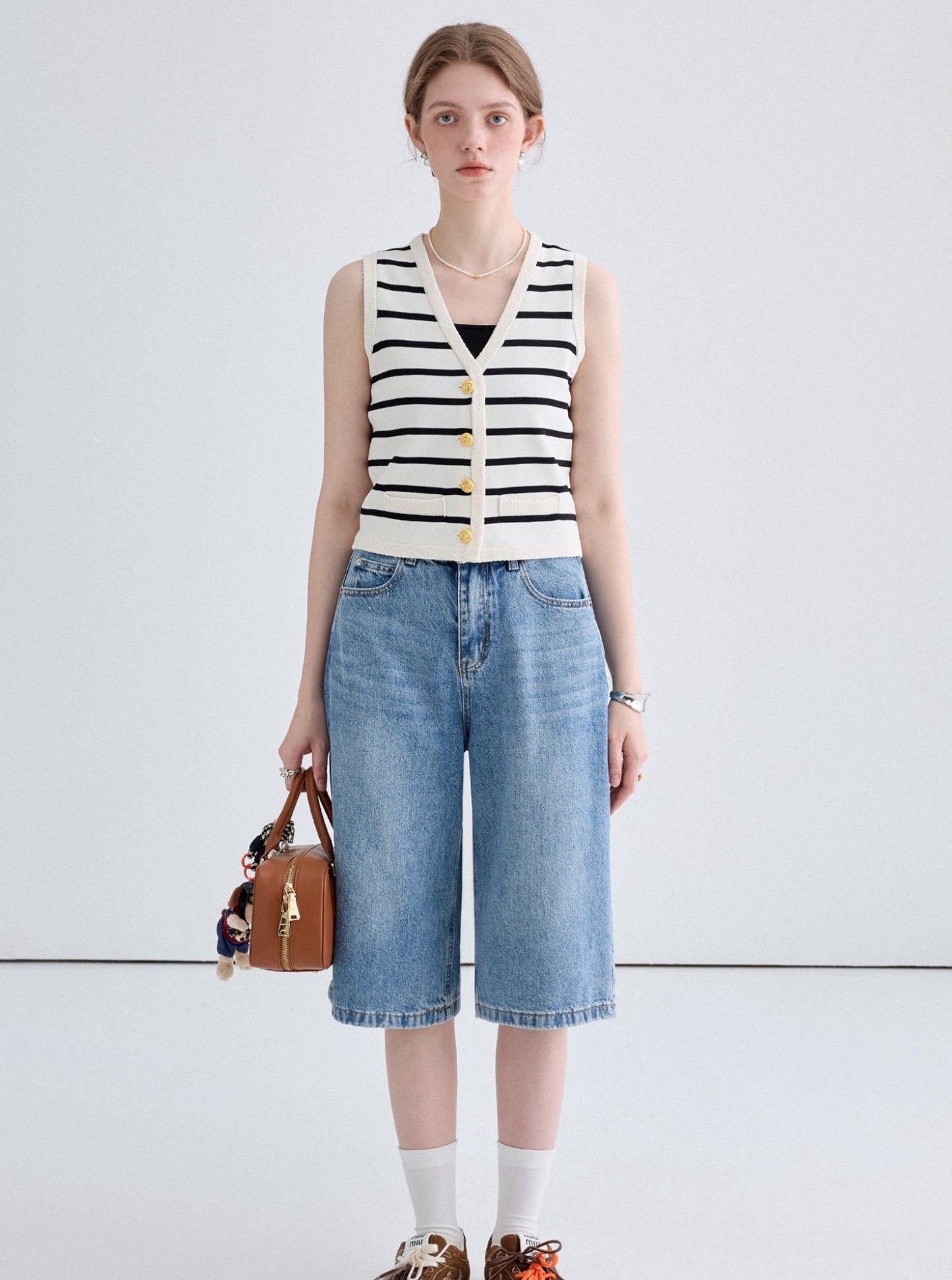 Simple Casual Striped Knit Vest Top