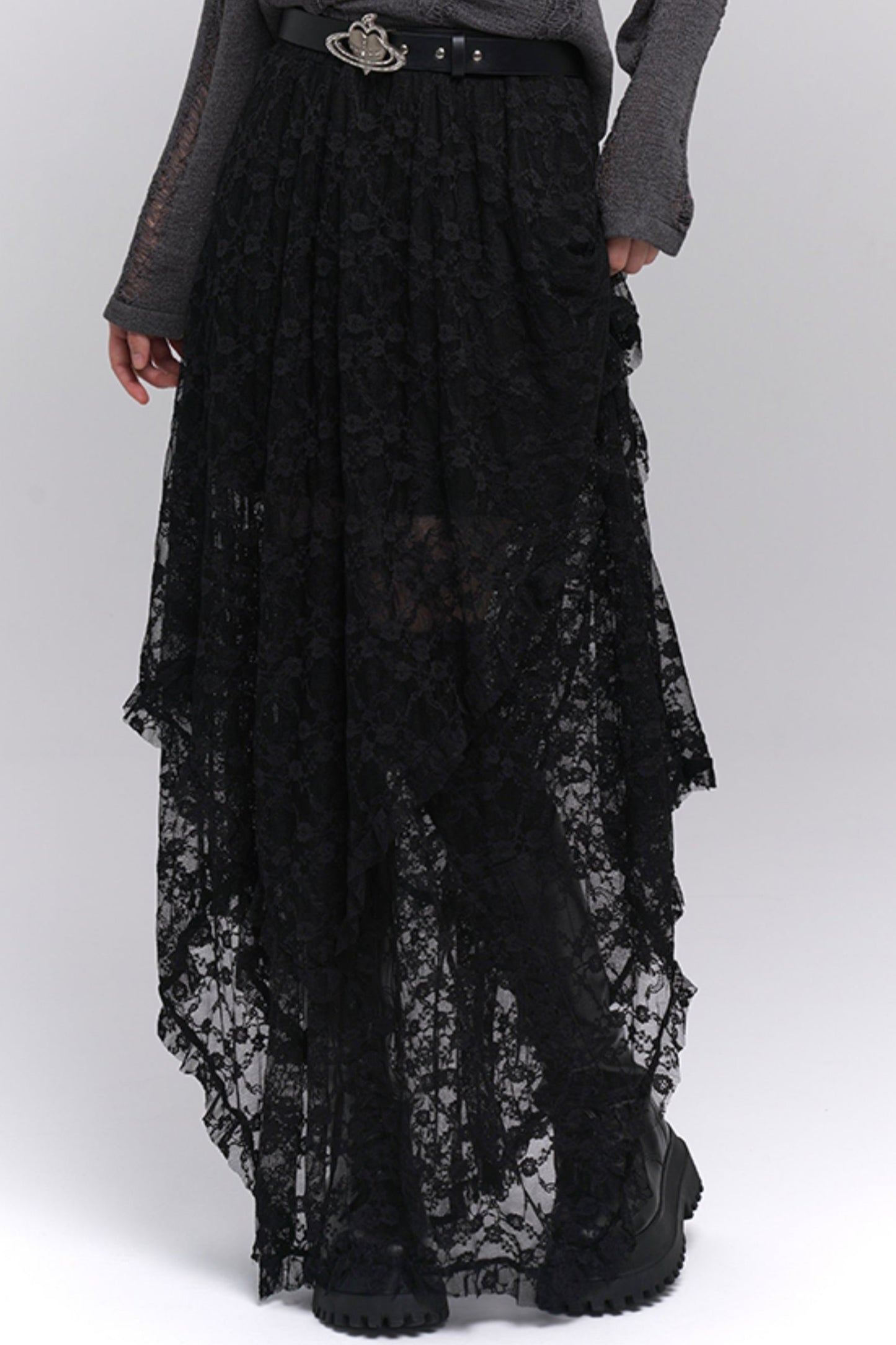 EARLY FALL LAZY STYLE BLACK LACE SKIRT