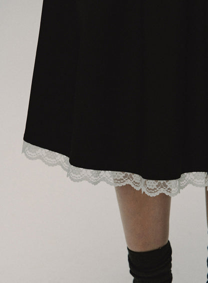 Blossom Bow Preppy Midi Skirt