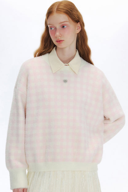 WhyBerry 24AW 'Pearl Jelly Bean' Locker fallende Schulter Vielseitiger Pullover Herbst/Winter 2024