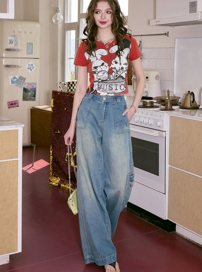 High Waist Fairy Pocket Denim Pants