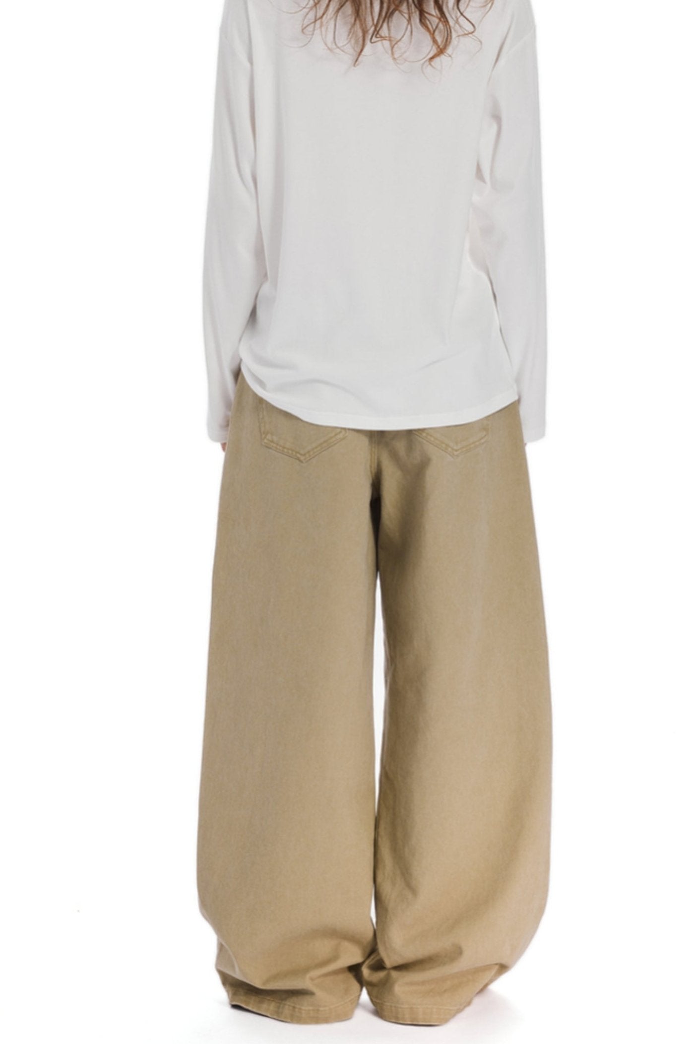 AGED LOW RISE WIDE-LEG CARGO PANTS