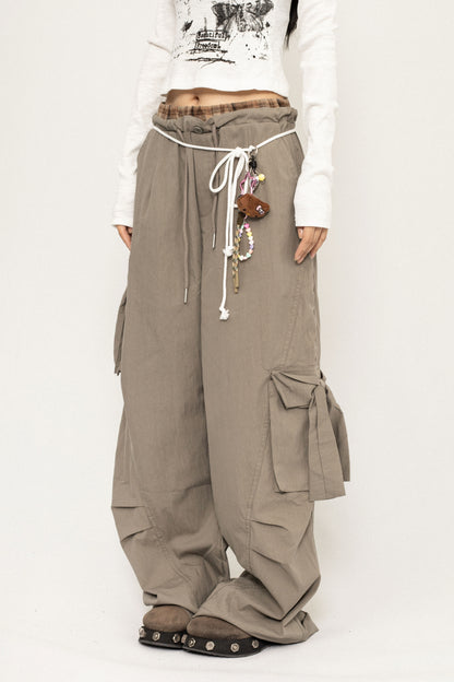 Wide-Leg Cargo Pants with Accessories