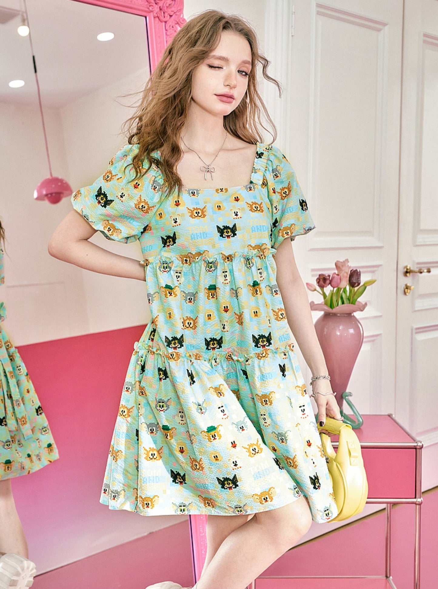 Square Neck Full Print Dress