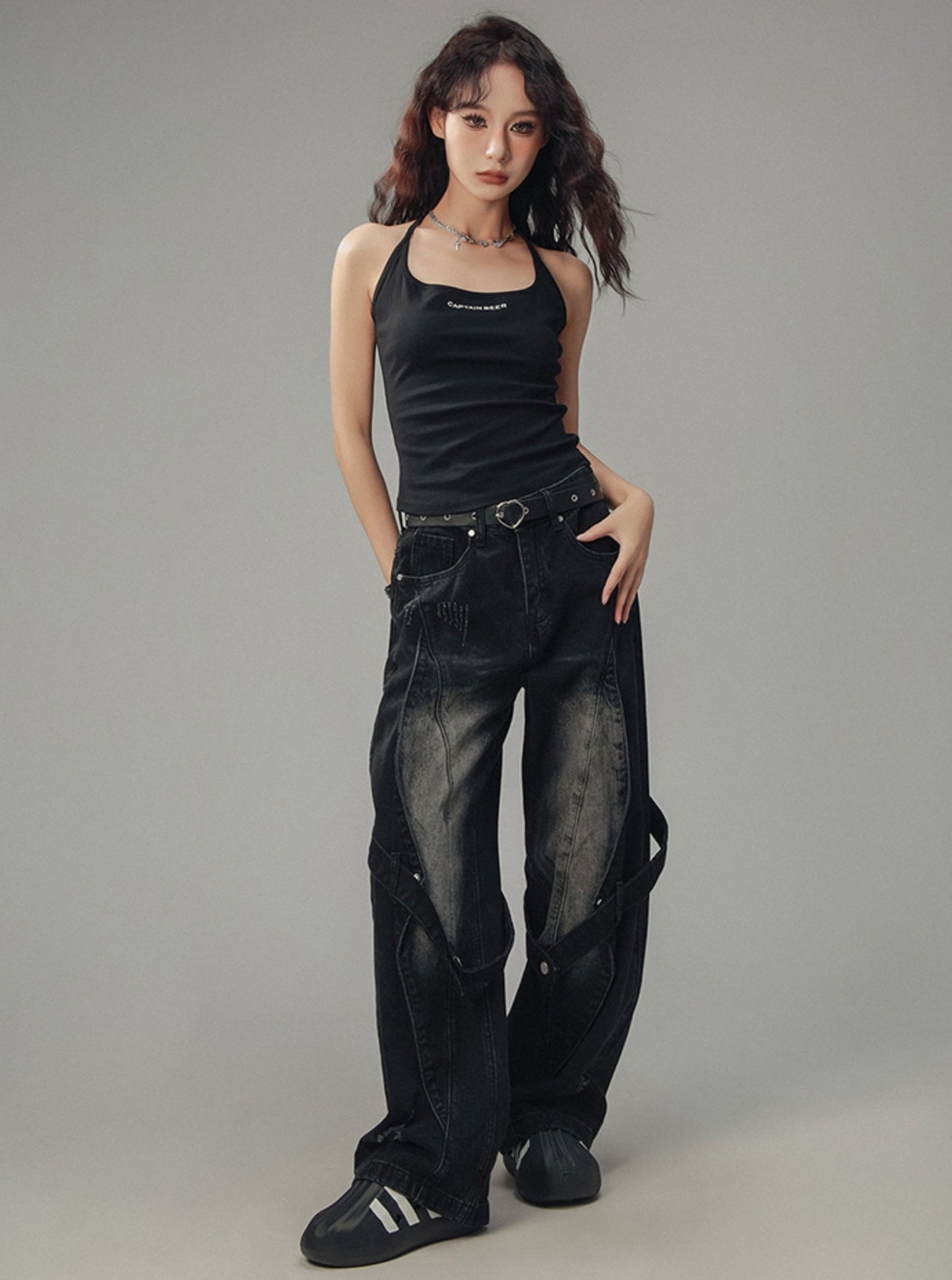 Heavy Wash Straight-Leg Pants