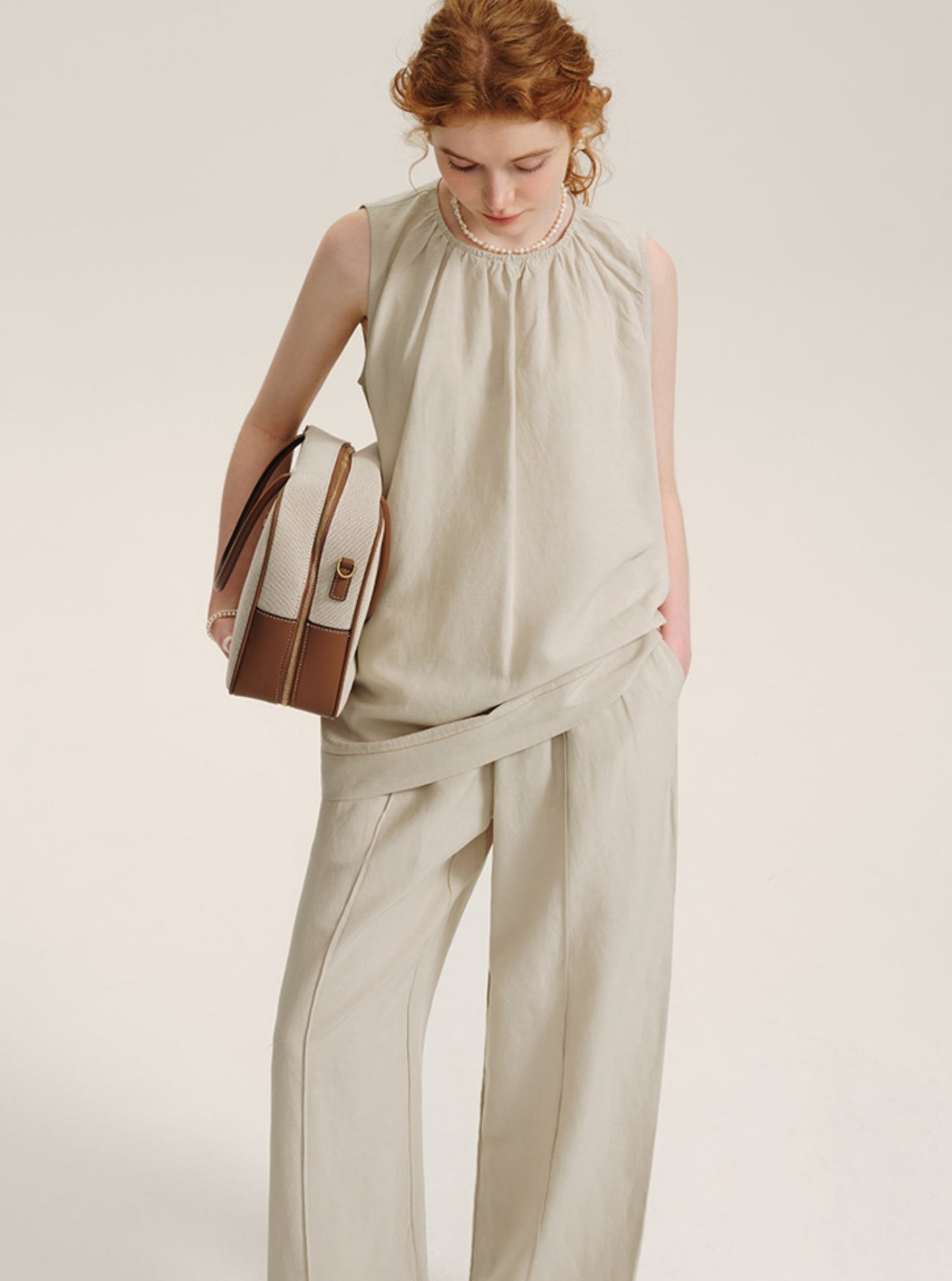 Flaccid Linen and Tencel Pants Set-Up