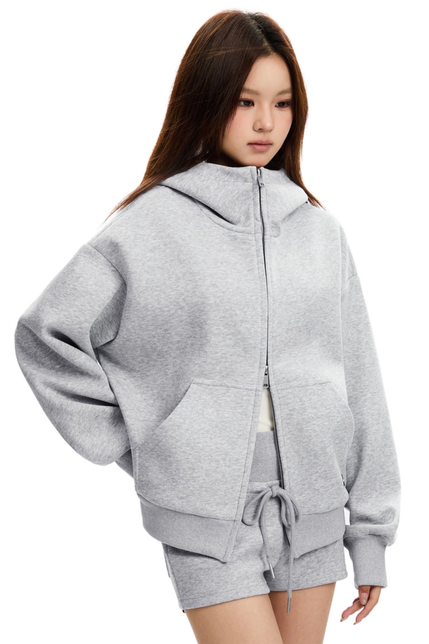 Sporty Stand Collar Hooded Short Jacket