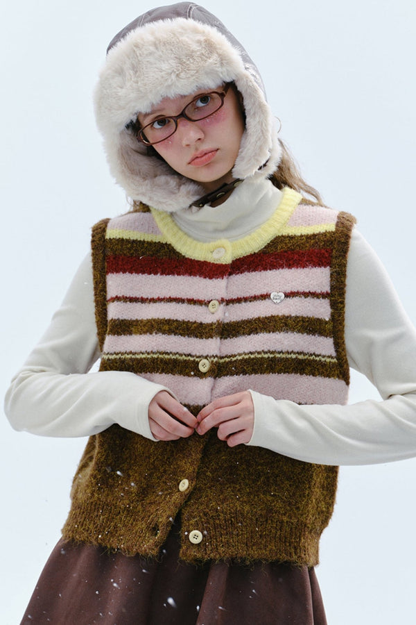 젤리 스트라이프 대비 조끼 