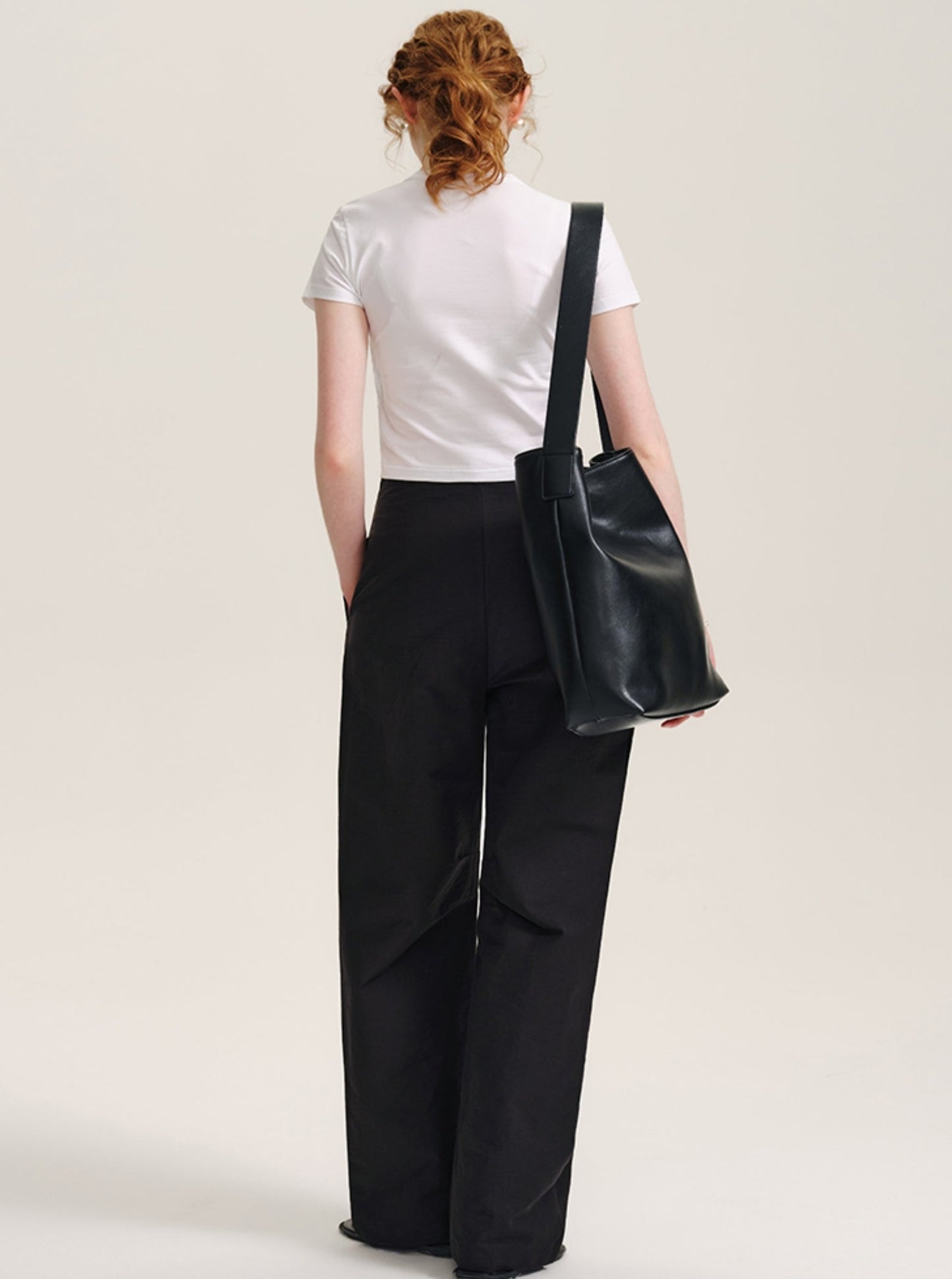 Black Drape Straight Leg Casual Pants