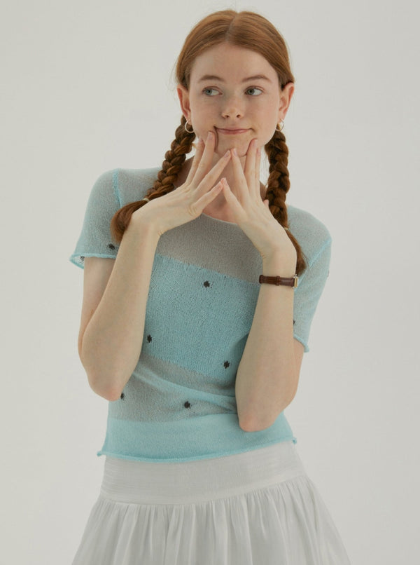 Polka Dot French Knit Top