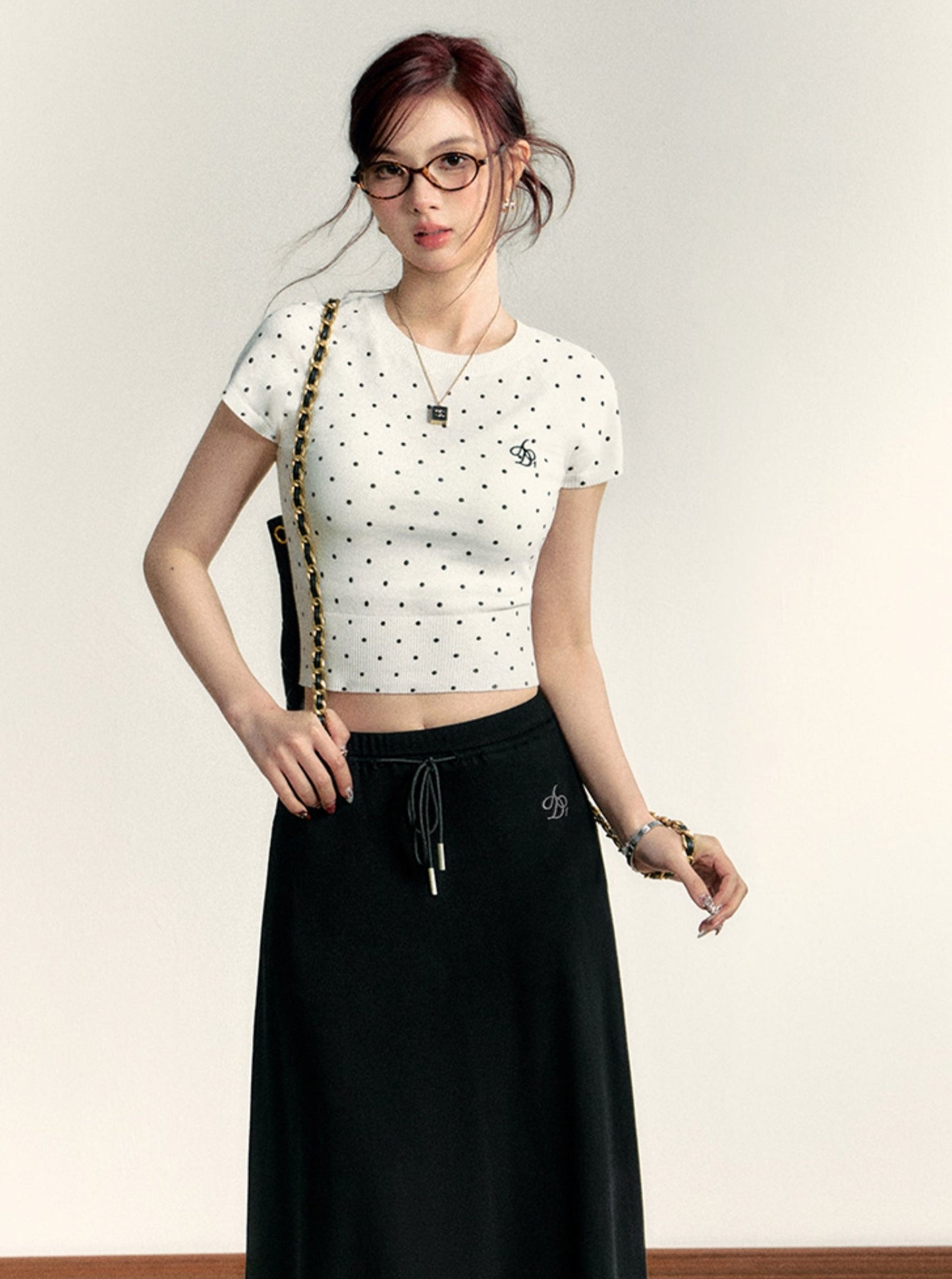 Polka Dot Tie-Back Crop Top