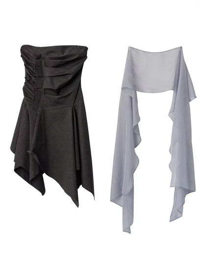 Wax-Dyed Asymmetric Hem Vintage Vest