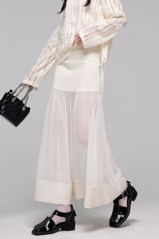 Sheer Patchwork Half Skirt